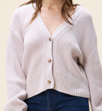 Lilac Oversized V-Neck Cropped Cardigan