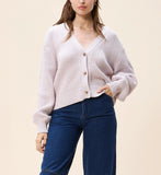 Lilac Oversized V-Neck Cropped Cardigan