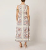 Ivory Boho Print V-Neck Sleeveless Maxi Dress