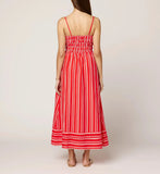 Red & White Stripe Smocked Cami Maxi Dress